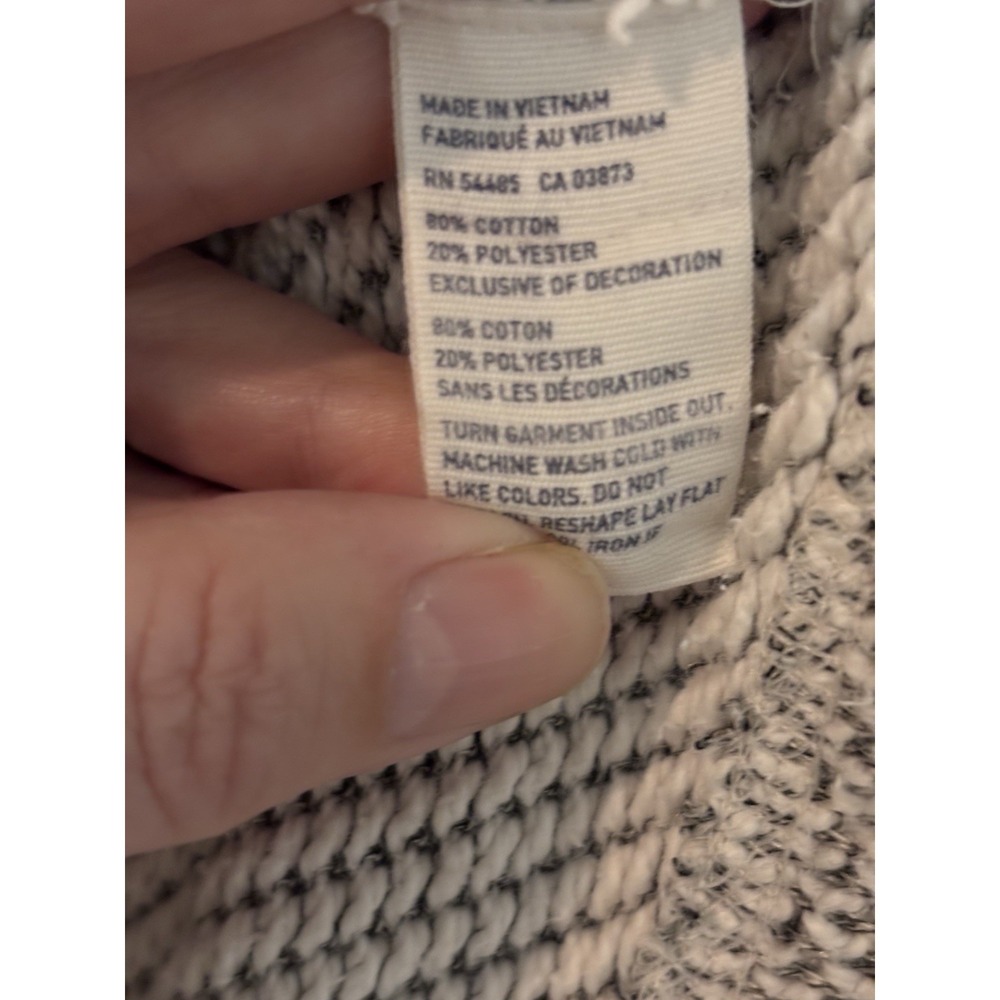 American Eagle Knit Hoodie Cream Textured Sweater Pullover Cozy Minimalist M - Picture 6 of 7